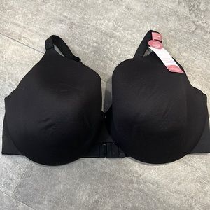 NWT Cacique Lightly Lined Full Coverage Black Bra Size 44DDD